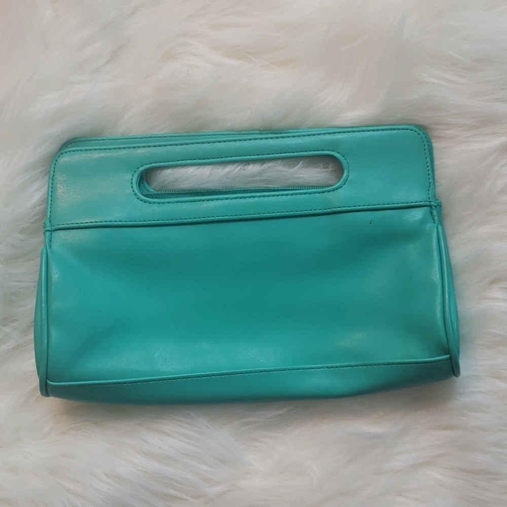 Blue green clutch purse